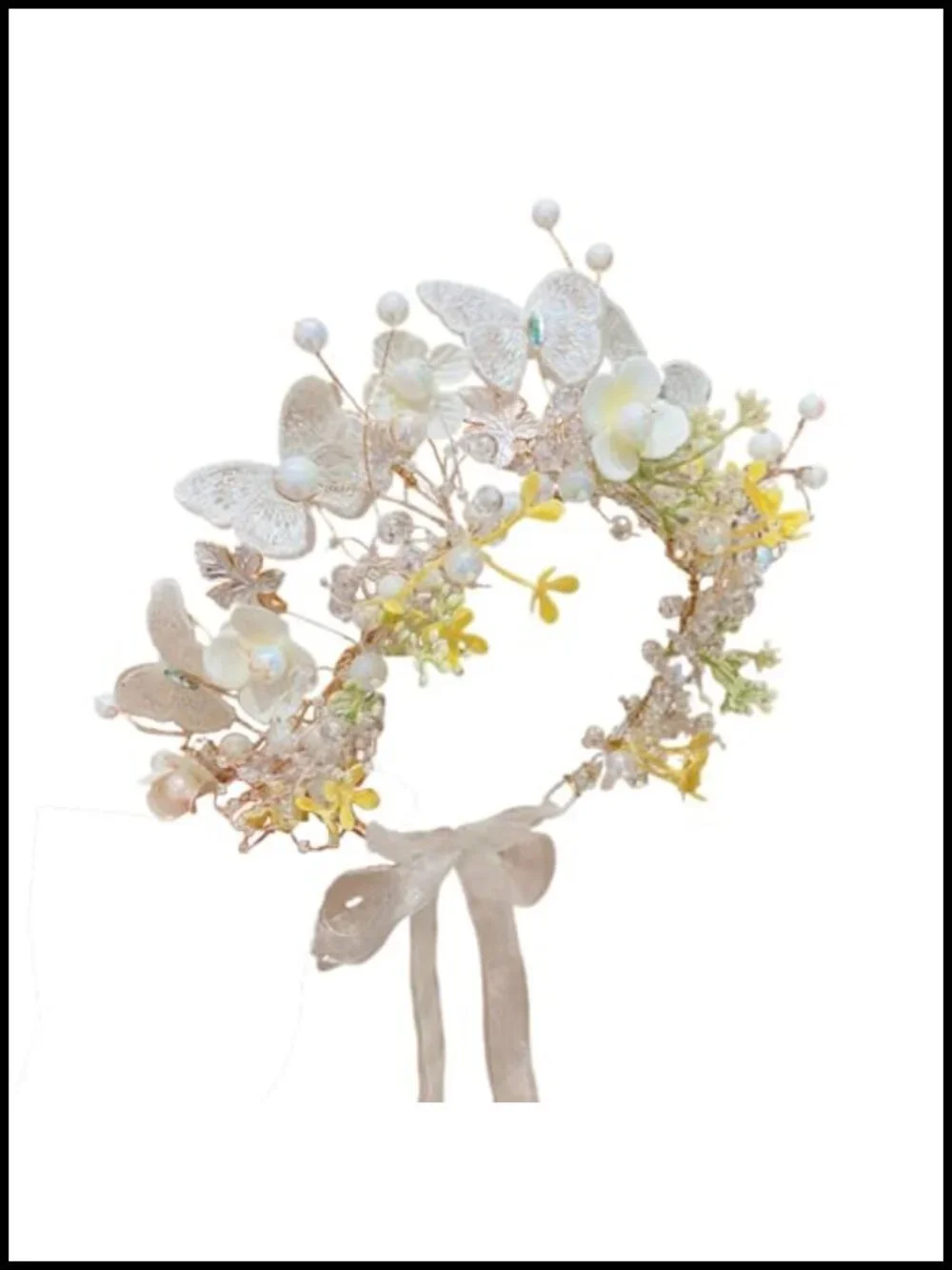 Boho Floral Crown Headband Rhinestone Hair Accessory for Women Bride Prom